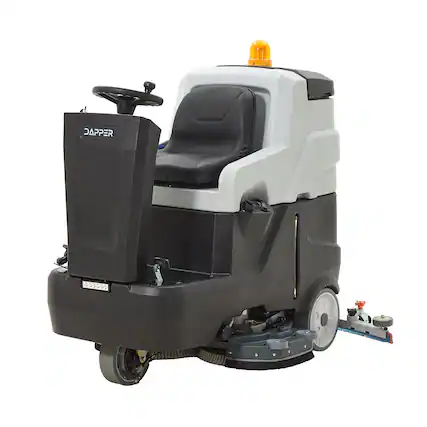 Front. Dapper Supply - Battery Ride-On Floor Scrubber, 38" Brush, 48" Squeegee, 84,000 Sq. Ft./Hr, Battery Included - Black.