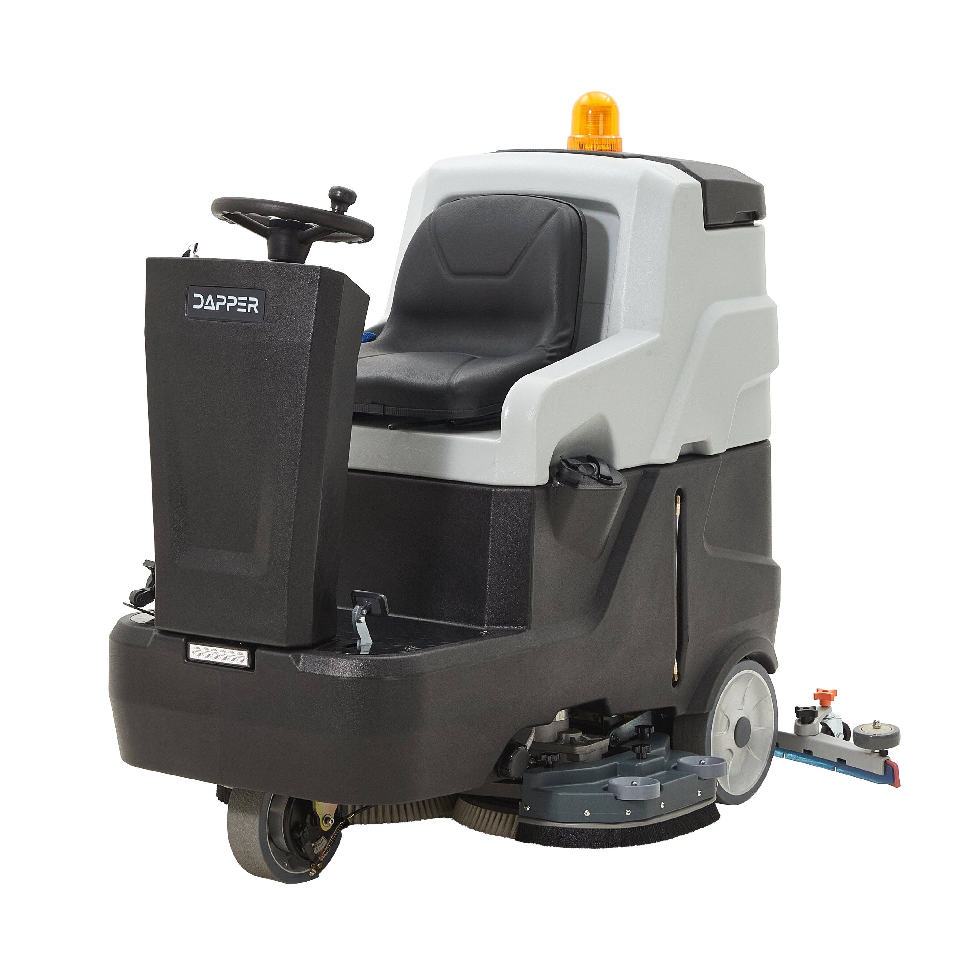 Front. Dapper Supply - Battery Ride-On Floor Scrubber, 38" Brush, 48" Squeegee, 84,000 Sq. Ft./Hr, Battery Included - Black.