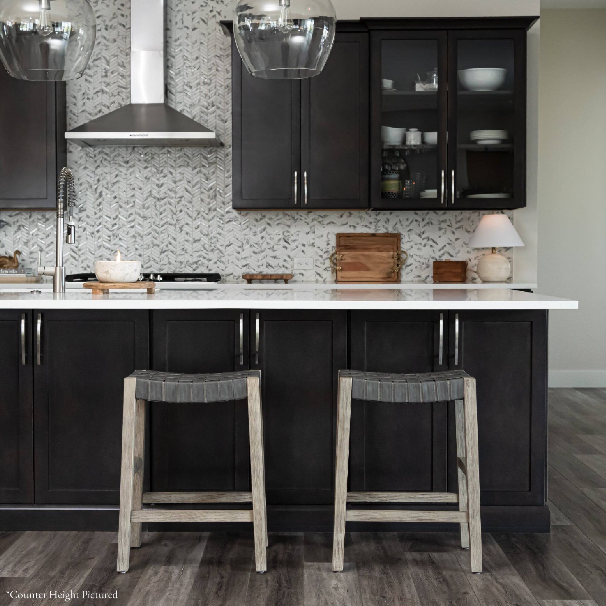 The text on the image reads: "*Counter Height Pictured."