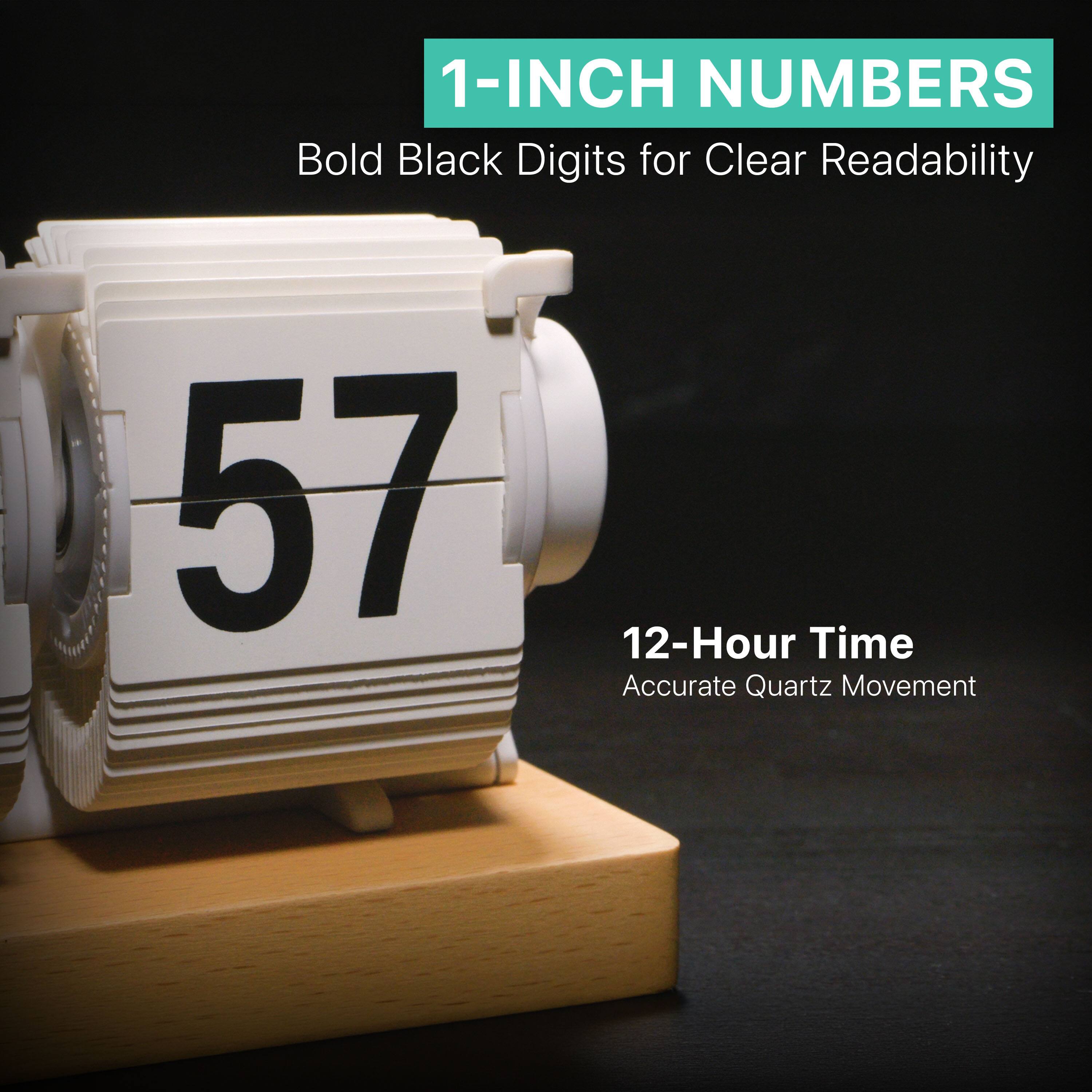 1-INCH NUMBERS  
Bold Black Digits for Clear Readability  

57  

12-Hour Time  
Accurate Quartz Movement