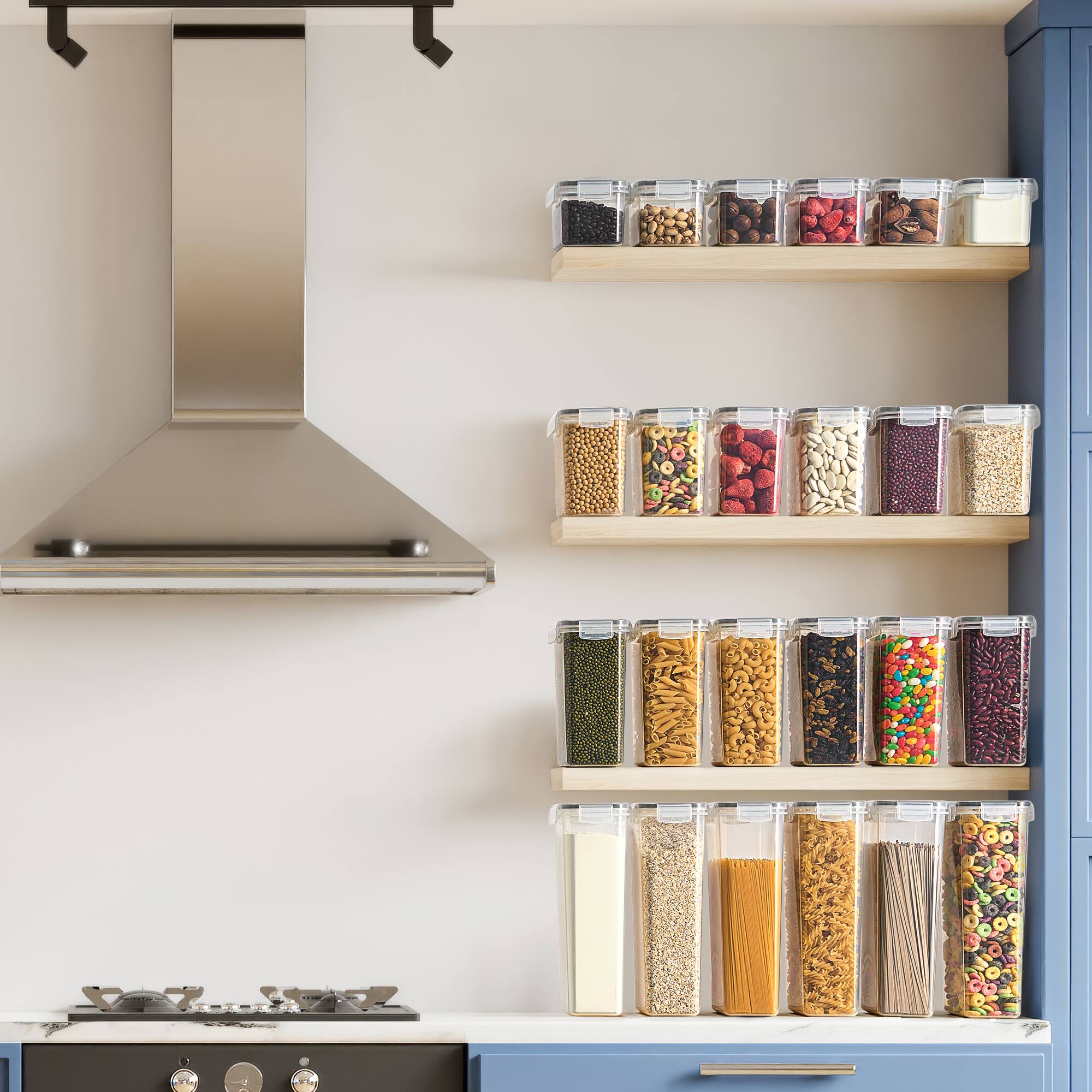 Angle. Sorbus - Sorbus 24 Pack Airtight Food Storage Containers, Labels, Marker & Measuring Spoons - Functional Dry Food Organizers - Clear.