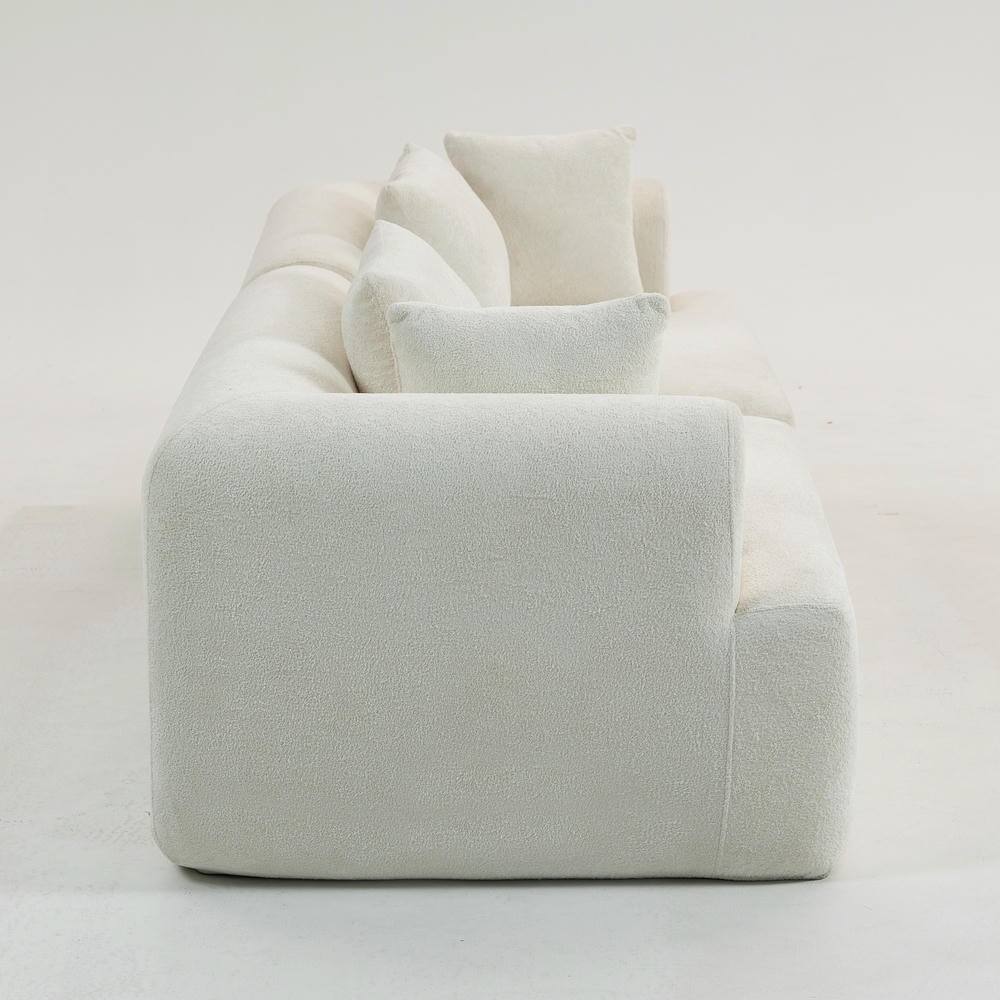 Left. Kadyn - 96" Full-Foam Modular Sectional Sofa, 2-Piece Boucle Cloud Couch, Compressed Shipping - White.
