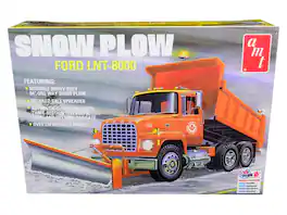 Skill 3 Model Kit Ford LNT-8000 Snow Plow Truck 1/25 Scale Model by AMT - Orange