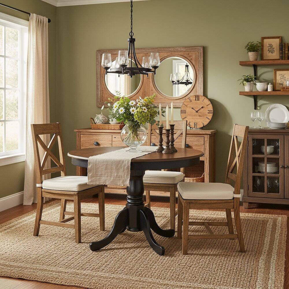 Left. FurniFact - Round Dining Table - Brown.