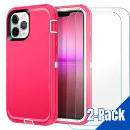 Entronix - Heavy Duty Bundle for iPhone 14 Pro Max - Case and 2 Screen Protectors - Hot Pink
