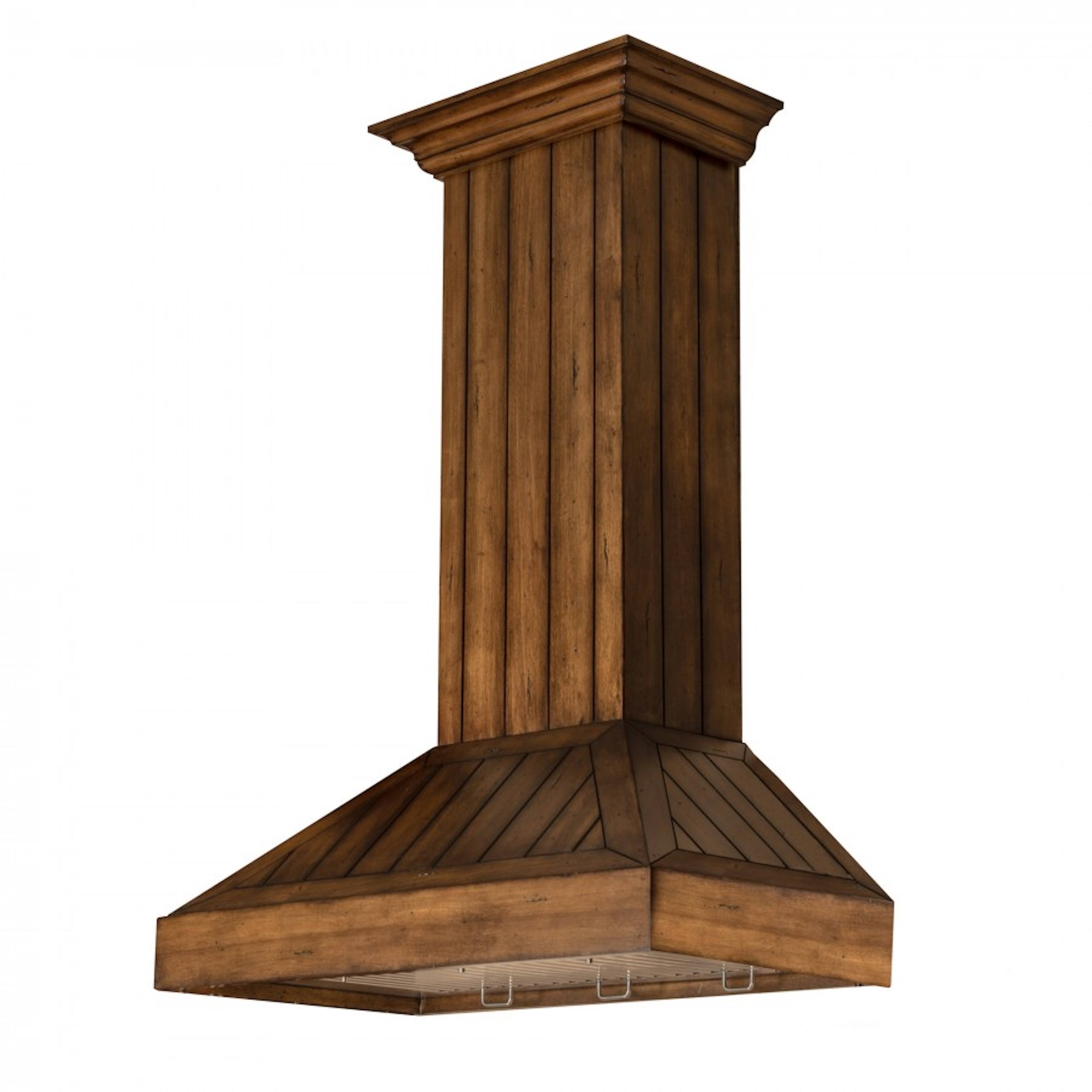 Left. ZLINE - 30" Wooden Convertible Vent Wall Mount Range Hood - Brown.