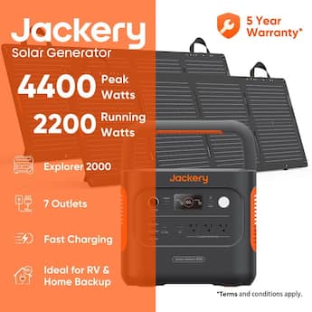 Jackery Explorer 2000 V2 Portable Solar Generator + 2 x 100W Solar Jackery Explorer 2000 V2 Portable Solar Generator + 2 x 100W Solar