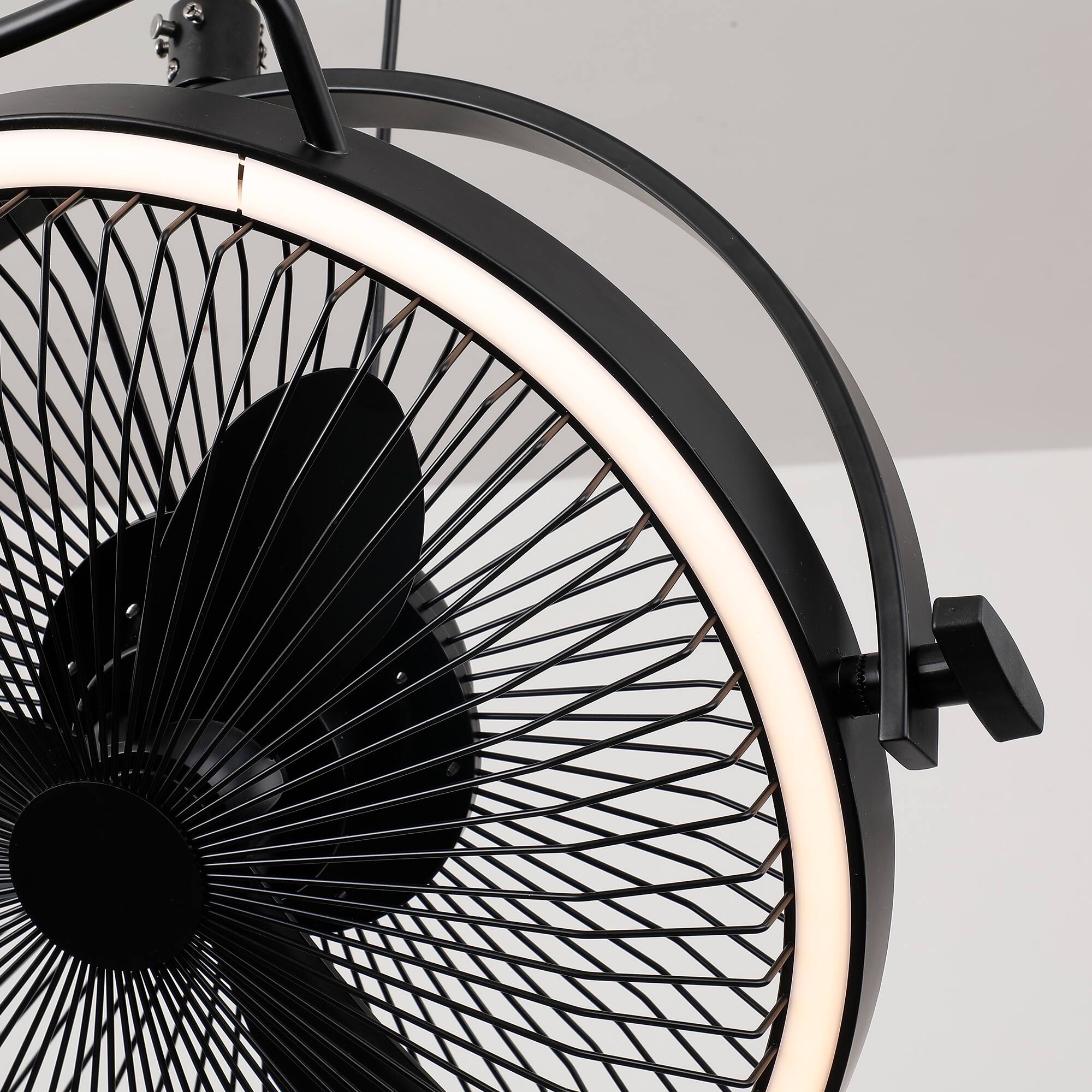 Alt View 10. Parrot Uncle - 20” Matte Black  Industrial Dual Hanging Rotatable LED Ceiling Fan with Remote, Plug Installation - Matte Black.