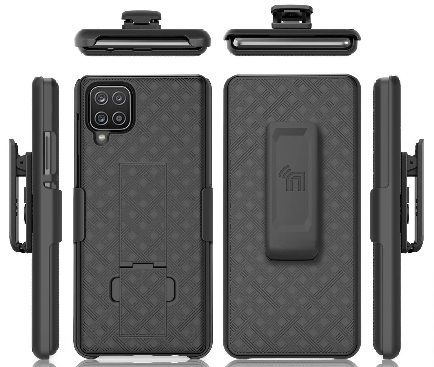 Alt View 8. Nakedcellphone - Case with Stand and Belt Clip Holster for Samsung Galaxy A42 - Black.