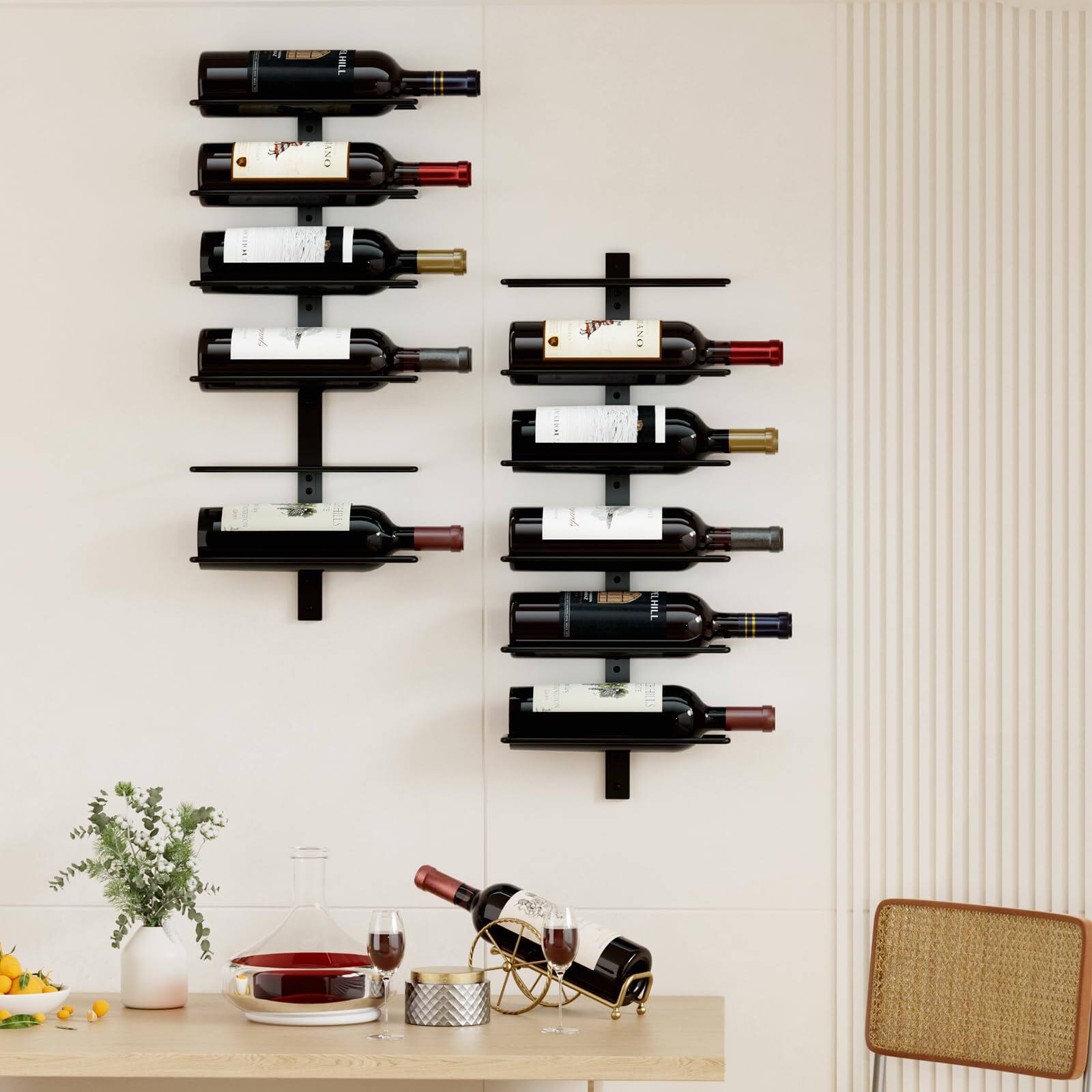 Alt View 2. Dazzling Pops - B4Life Wine Rack and Holder Wall Mounted 12 Bottles, Metal Hanging Mount Racks for Wall, Liquor, Champagne ... - Black 18 Bottle.