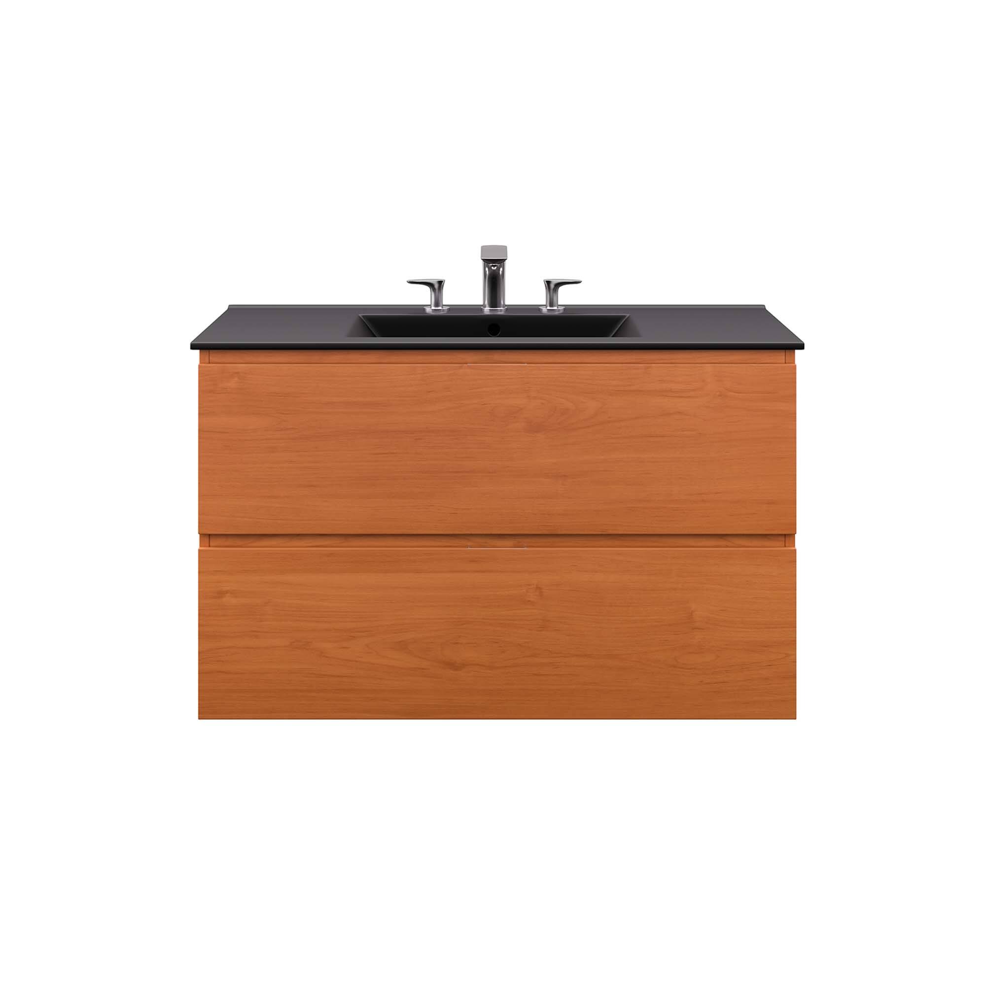 Alt View 2. Modway - Scenic Wall-Mount Bathroom Vanity Basin Included by Modway - Cherry Black.
