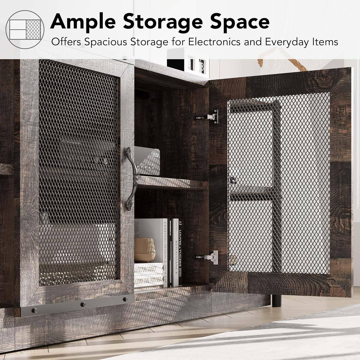 Ample Storage Space  
Offers Spacious Storage for Electronics and Everyday Items