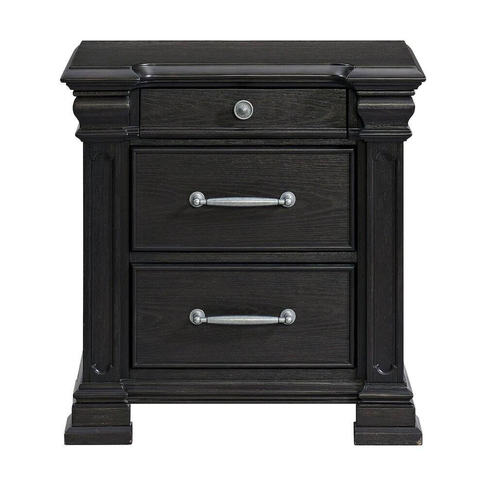Front. Picket House Furnishings - Paterson 3-Drawer Nightstand - Black.
