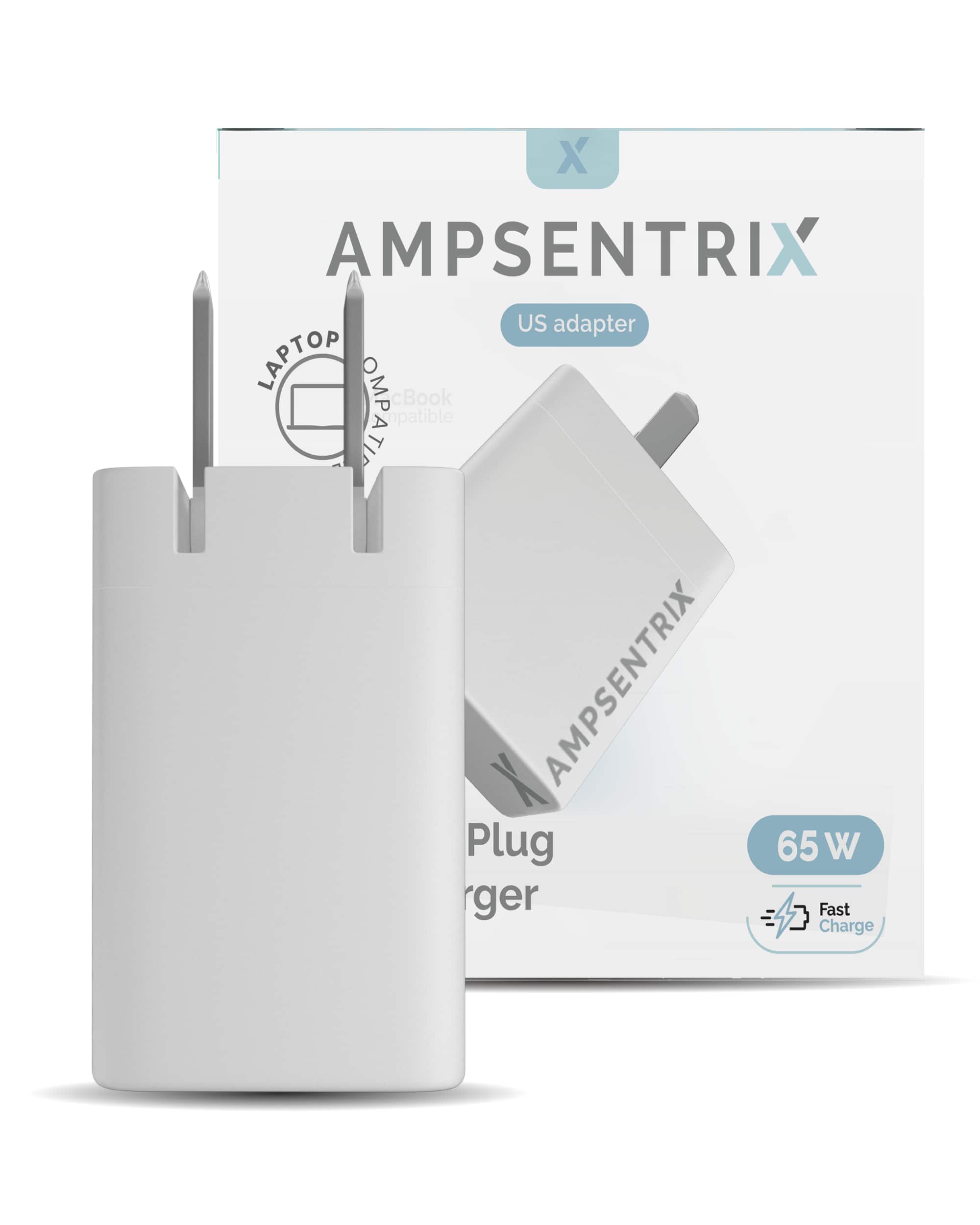Ampsentrix - 65W USB Type C GaN Wall Power Adapter (110v USA)