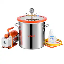 VEVOR - 5 Gallon Vacuum Chamber with Pump, 3.5 CFM, Single Stage Vacuum Pump, Stainless Steel Degassing Chamber Kit