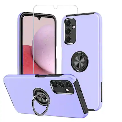 Front. Entronix - Entronix Bundle for Galaxy A16 - 360º Circular Ring Case & 2 Clear Screen Protectors - Purple.