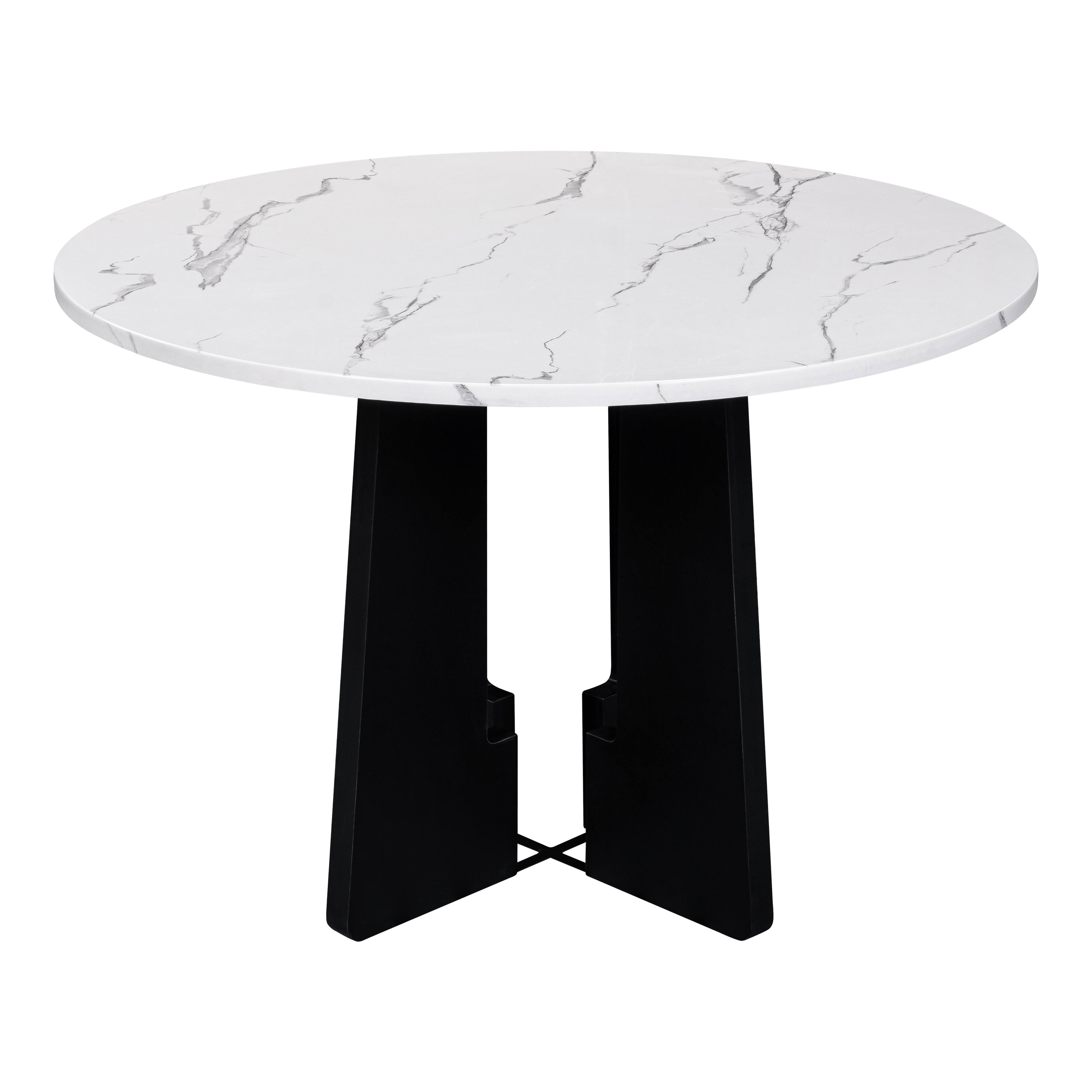 Alt View 5. Tiramisubest - Round Dining Table for 4, 43-Inch Faux Marble Top, Mid-Century Modern Round Dining Table (White) - White+Black.