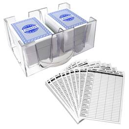 GSE Games & Sports Expert - Canasta Cards Game Set - 6 Decks Blue Canasta Cards with Point Values, a Revolving Card Tray, 100 Score Pads