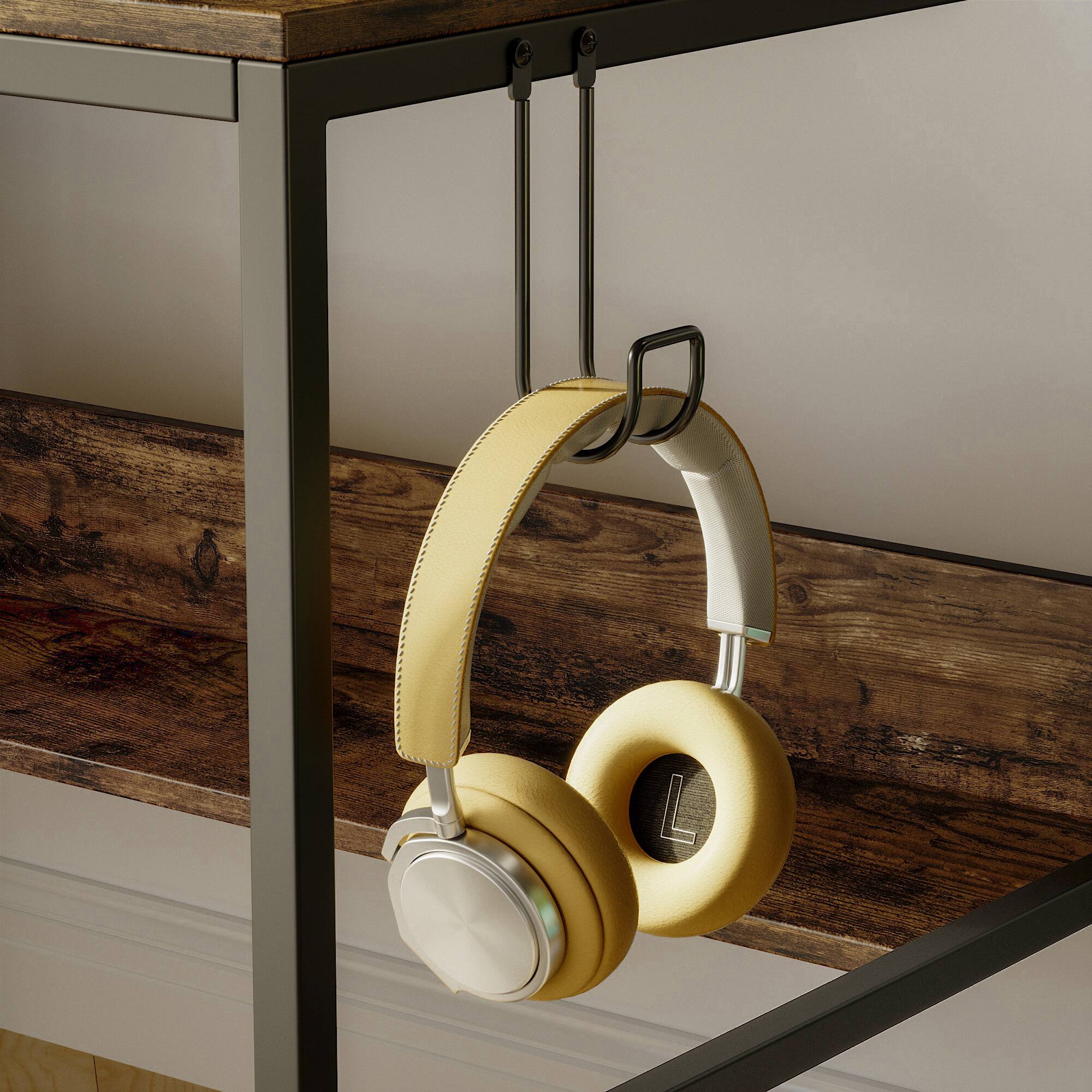 Alt View 16. Bestier - Reversible Computer Desk with Storage Shelves - Rustic Brown.