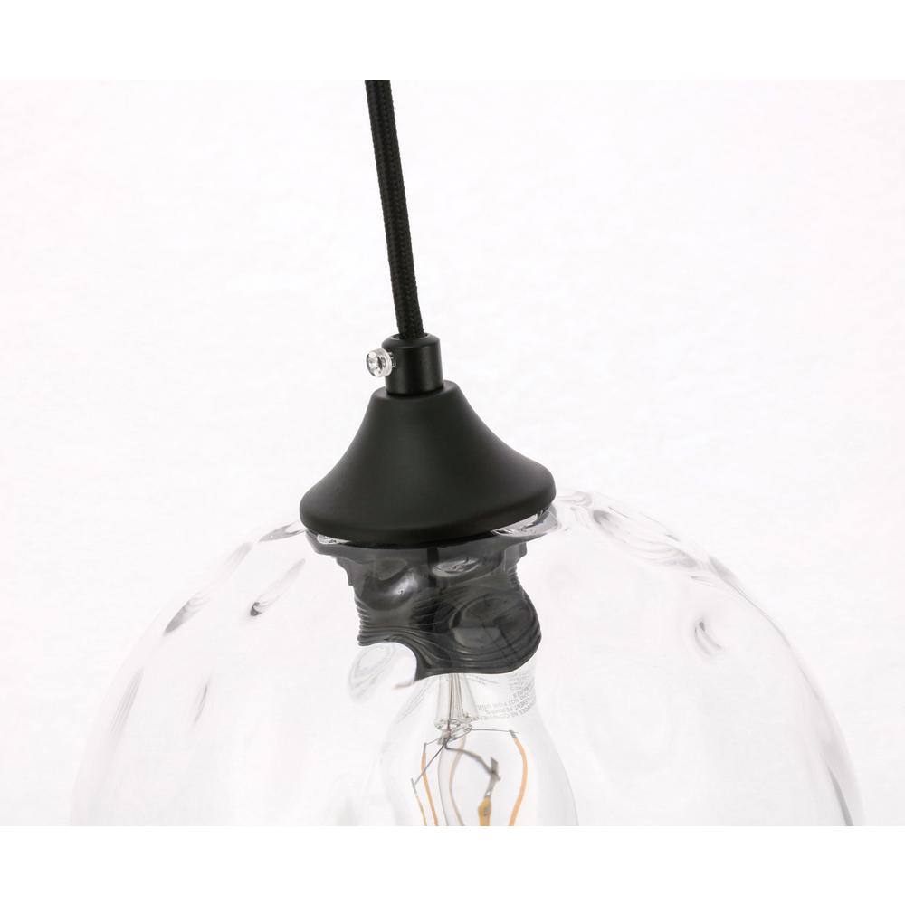 Back. Living District - Cashel 1 light Black and Clear glass pendant - Black And Clear Glass.