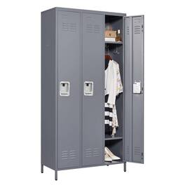 Boyel Living - 3-Door 72"H Metal Storage Locker Cabinet with Lock, Employee Lockers for Gym/Office - Gray