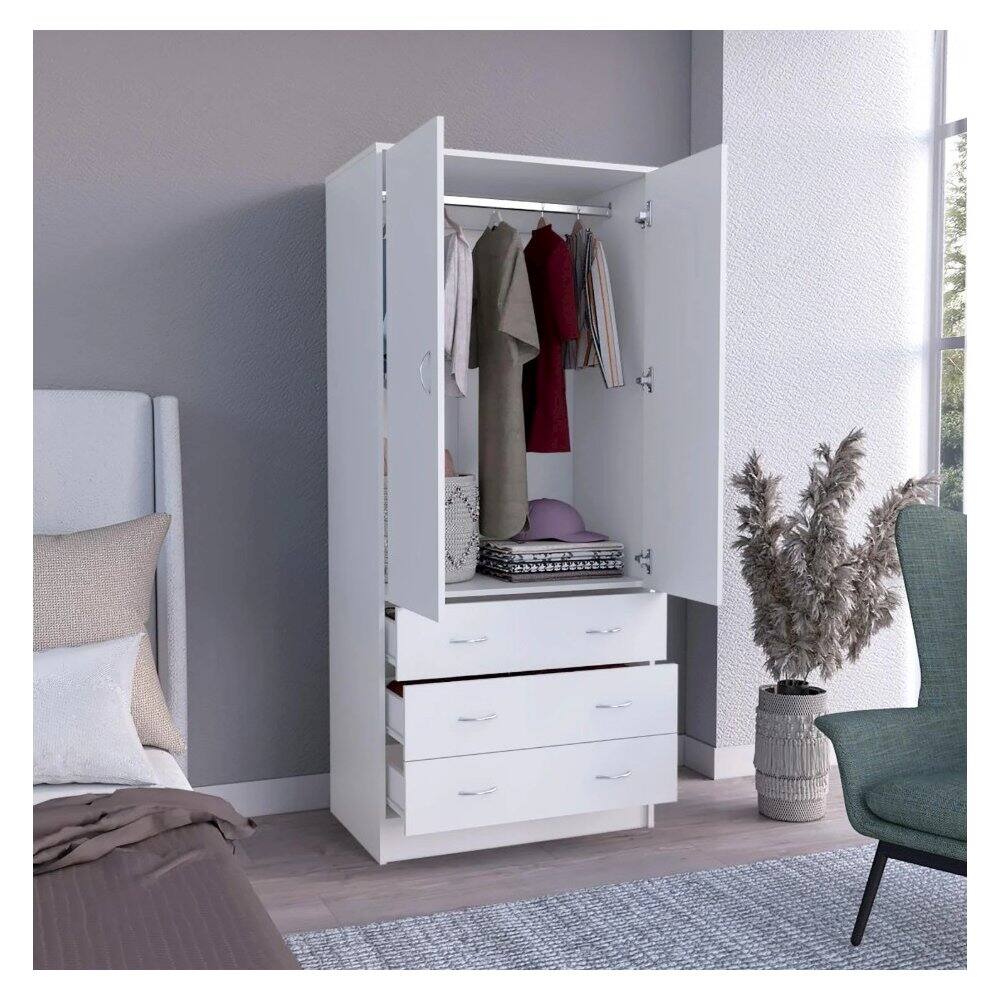 Alt View 1. TuHome - Taly 2 Doors 3 Drawers Armoire White White MDF - White.