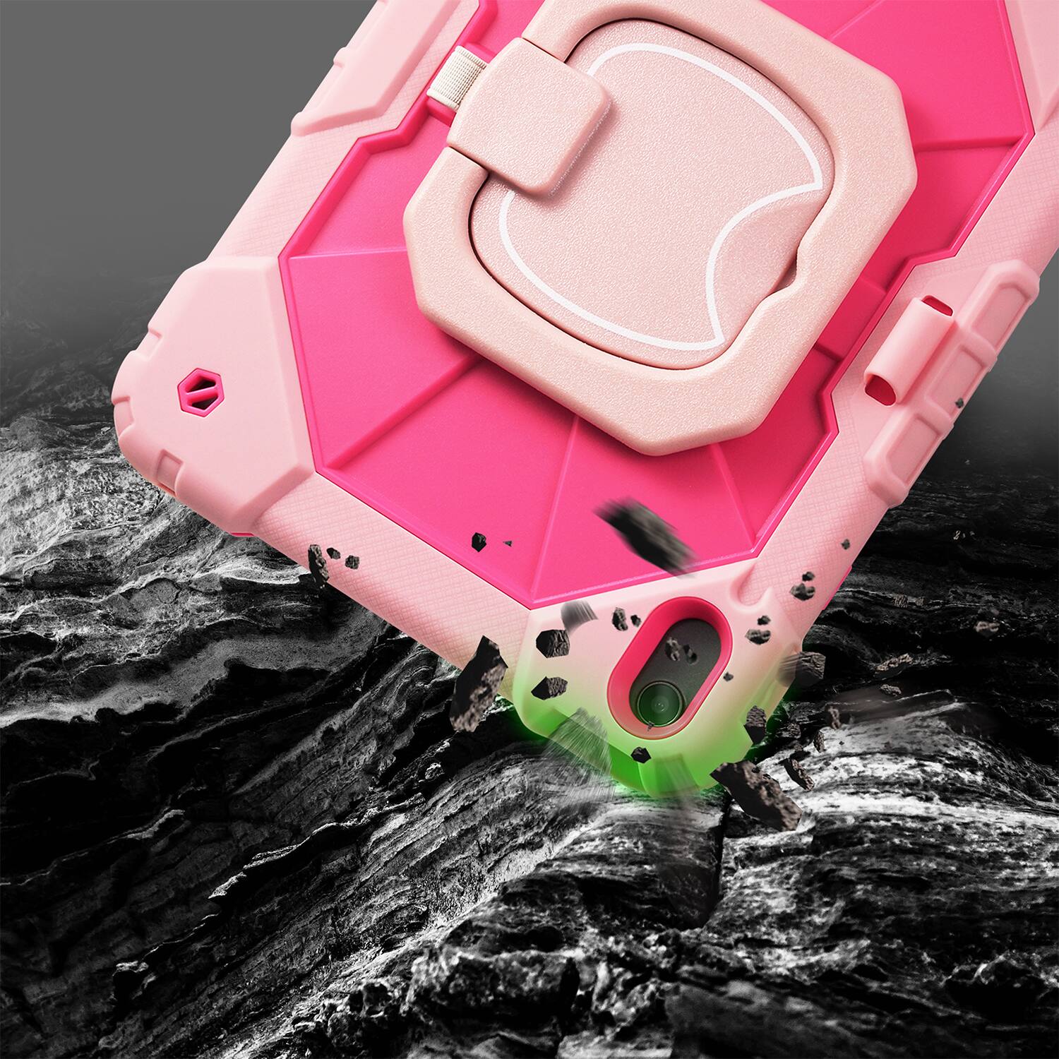 Back. Vena - for Apple iPad A16 Case for Kids, iPad A16 10th/11th Case, 360° Rotating Hand Strap Stand Cover for iPad A16 10.9" Pink - Pink.