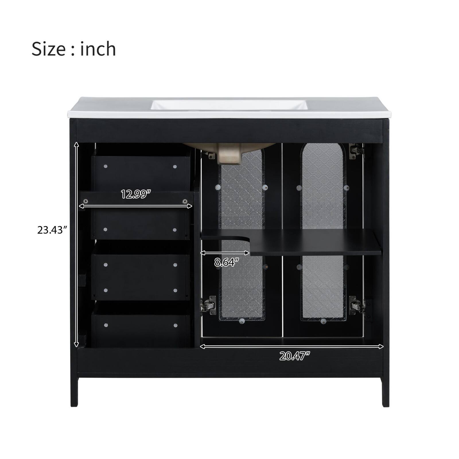 Size: inch  
12.99"  
23.43"  
8.64"  
20.47"