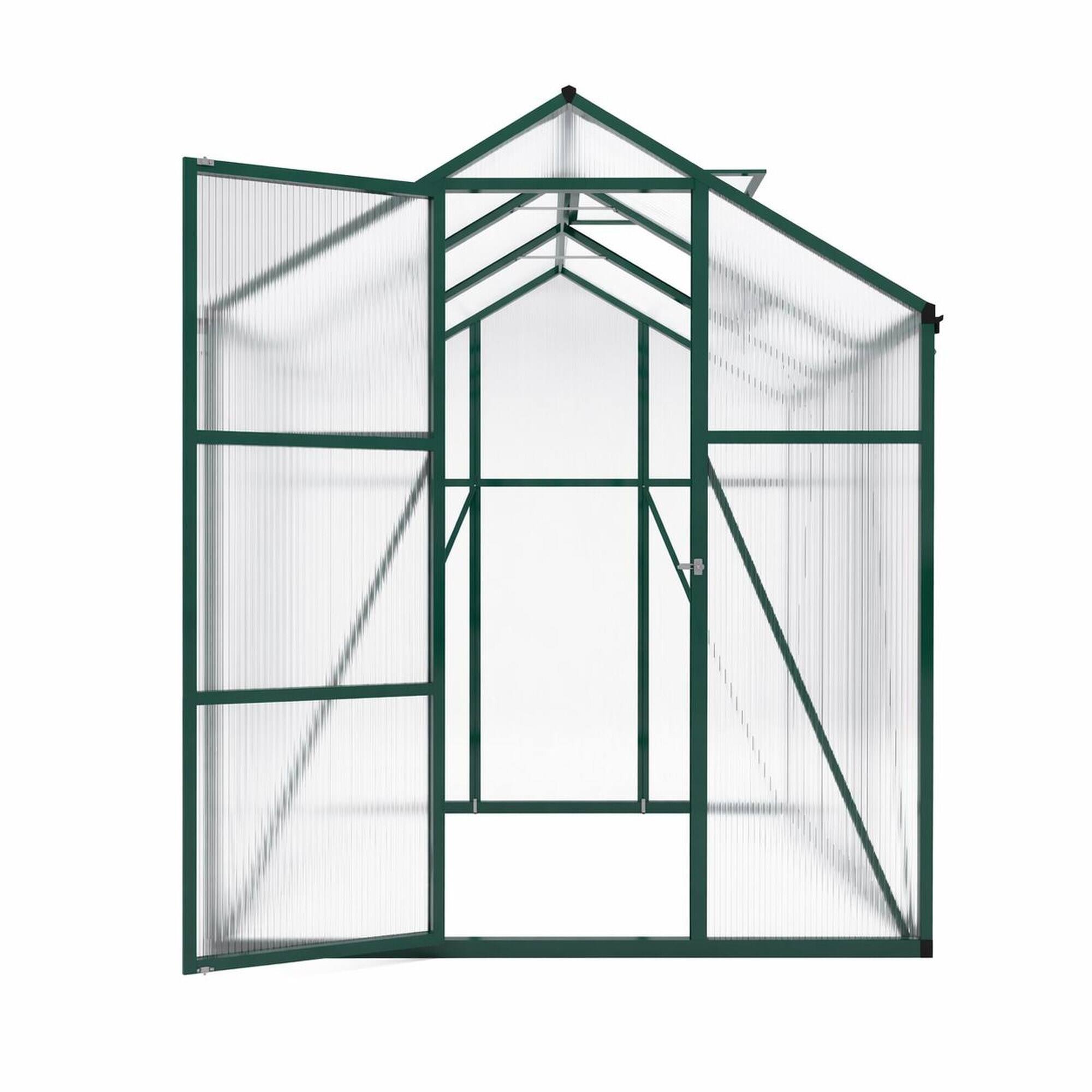 Alt View 4. RYHNUYNE - 6x6 ft Walk-in Greenhouse, Aluminum Frame, 4mm Polycarbonate Panels, Raised Base, Outdoor Backyard.