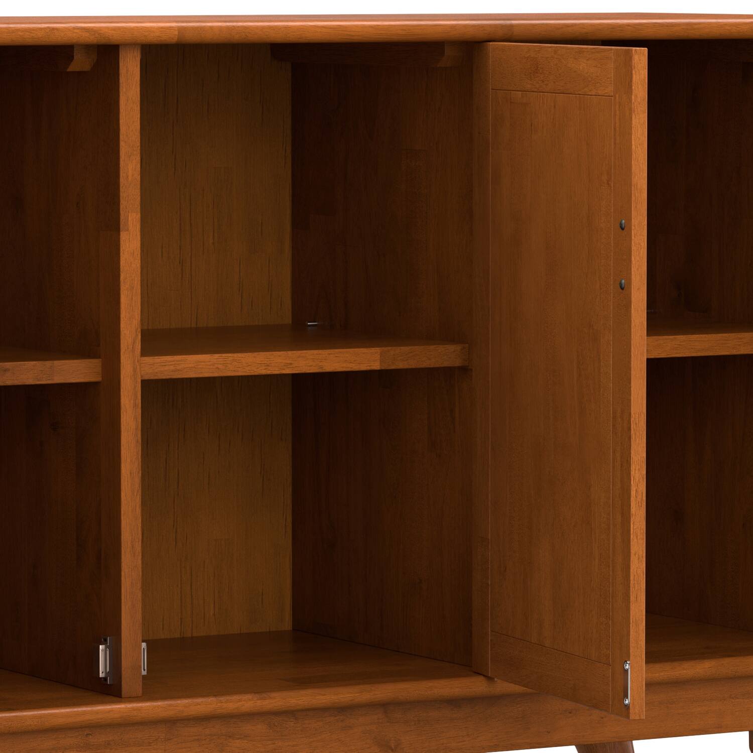 Alt View 6. Simpli Home - Draper SOLID HARDWOOD Mid Century 3 Door Sideboard Buffet in Teak Brown - Teak Brown.