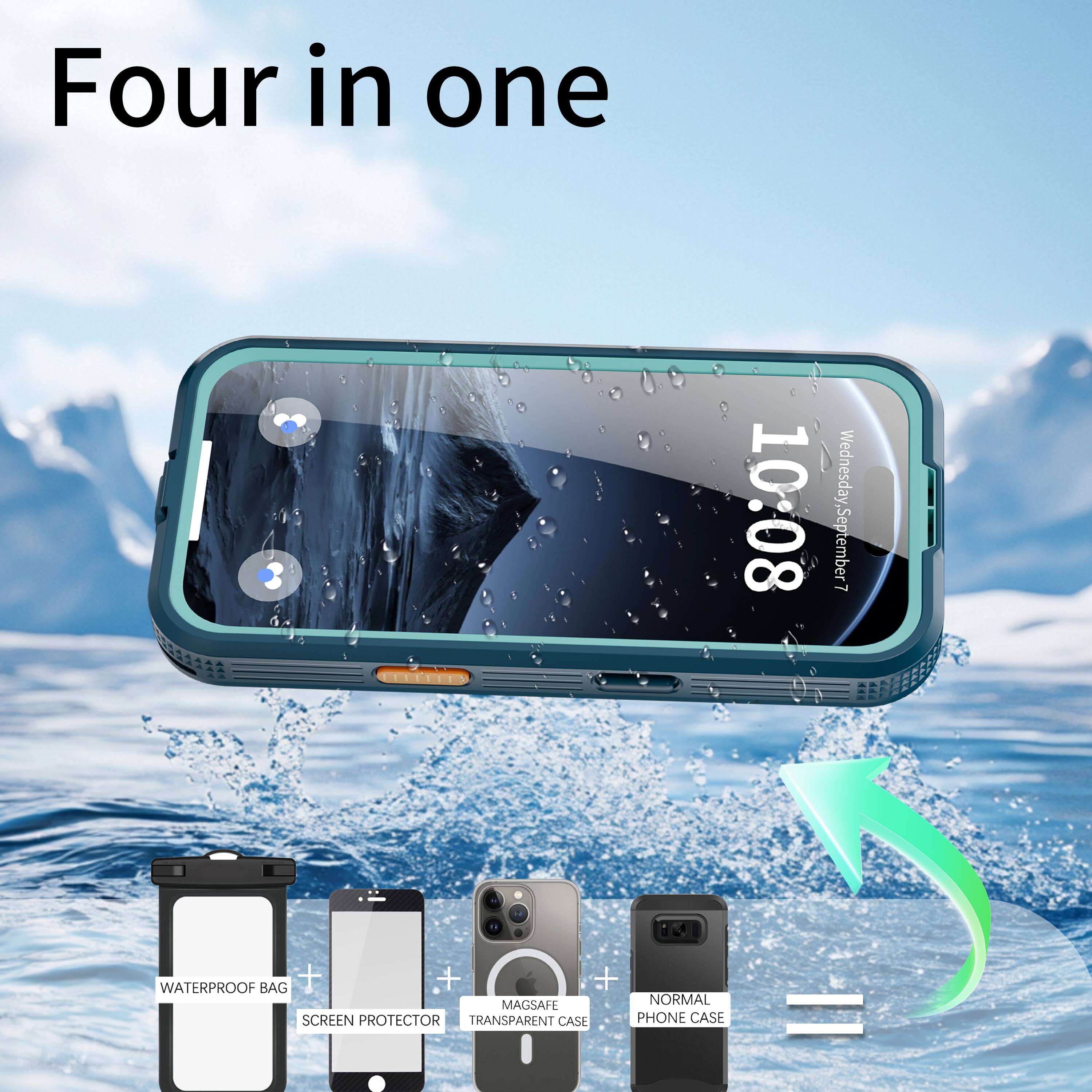 Four in one

10:08 Wednesday, September 7

WATERPROOF BAG + SCREEN PROTECTOR + MAGSAFE TRANSPARENT CASE + NORMAL PHONE CASE =