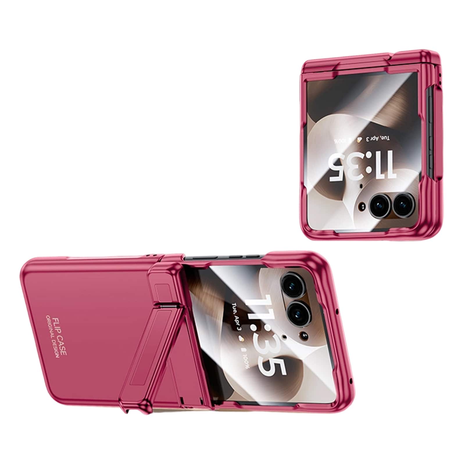 Dteck - Shockproof Case for Motorola Razr Ultra (2026) with Hinge Kickstand, Rigid Plastic Cover Built-in Glass Screen Protector - Rose price history on PriceWatchPro