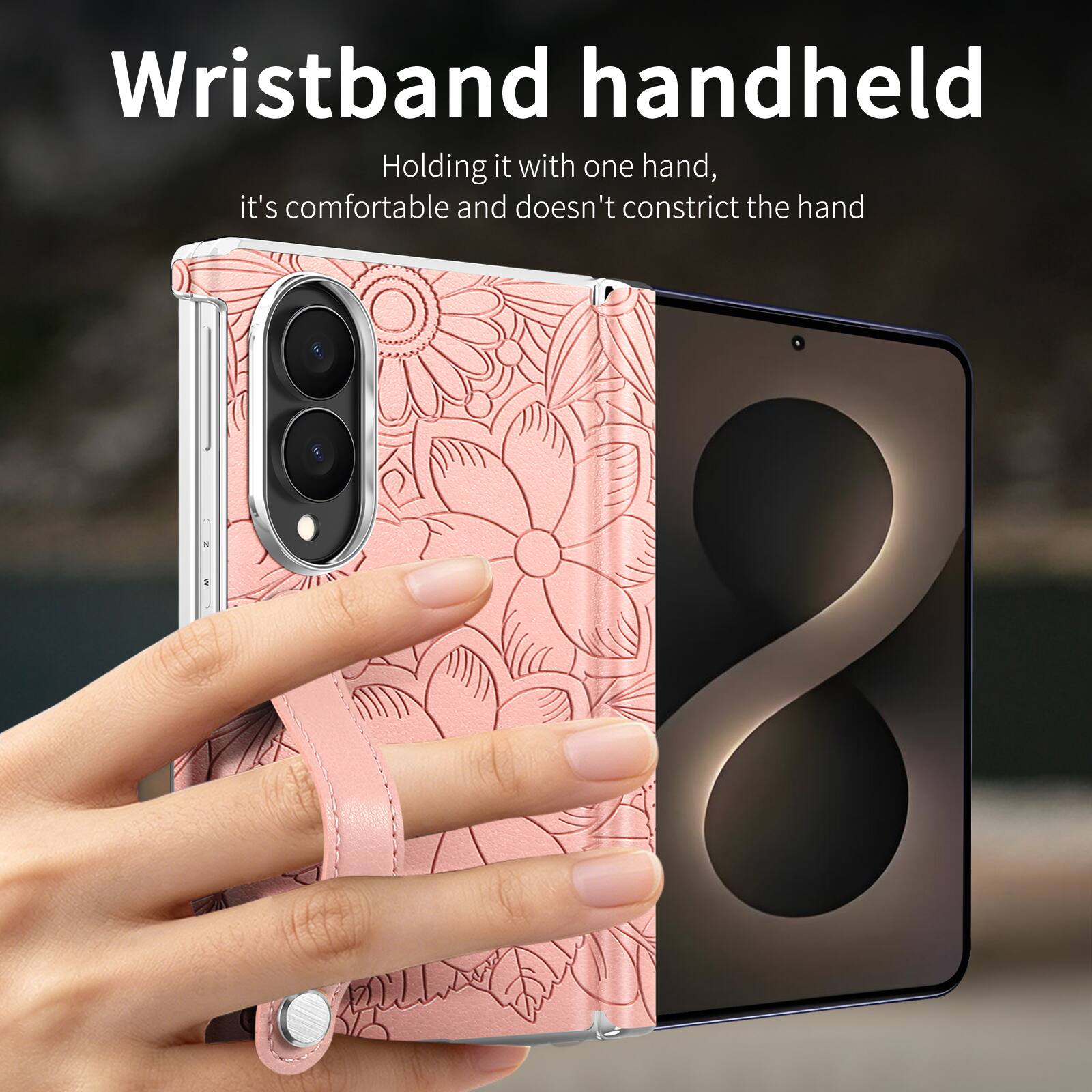 Wristband handheld  
Holding it with one hand, it's comfortable and doesn't constrict the hand