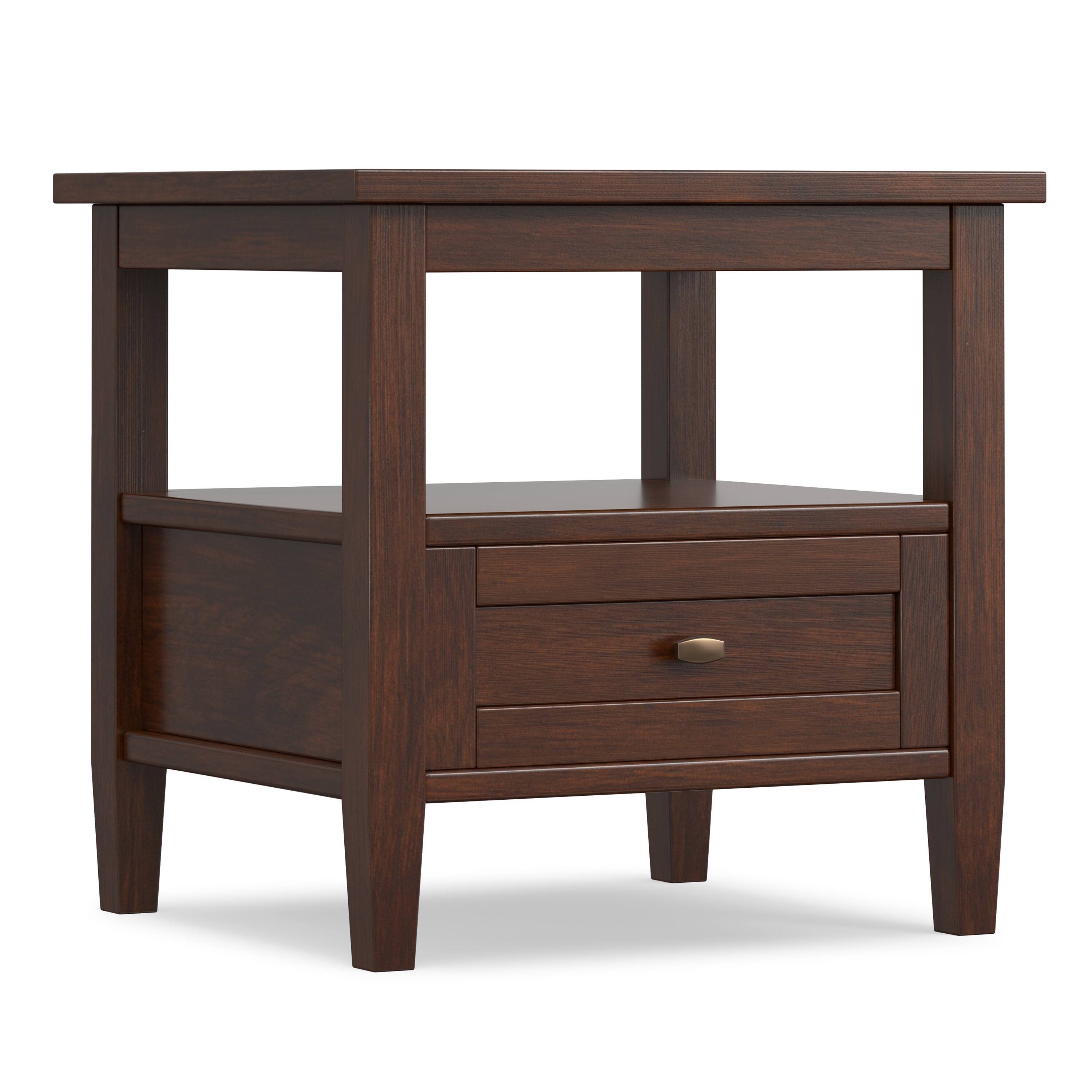 Alt View 3. Simpli Home - Warm Shaker 20 inch Wide Solid Wood Transitional End Table in Russet Brown - Russet Brown.