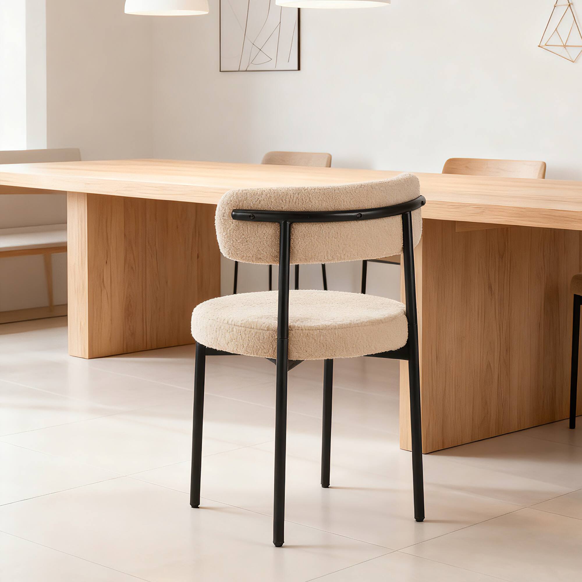 Alt View 2. Lirago - 19 Inch Medieval Modern Dining Chairs Set of 4 Upholstered Round Seat Cushions Curved Back Metal Legs - Beige.