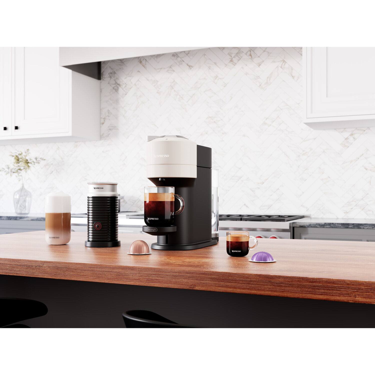 Alt View 7. Nespresso - Vertuo Next Premium Coffee and Espresso Maker in White with Aeroccino3 Milk Frother in Black - White.