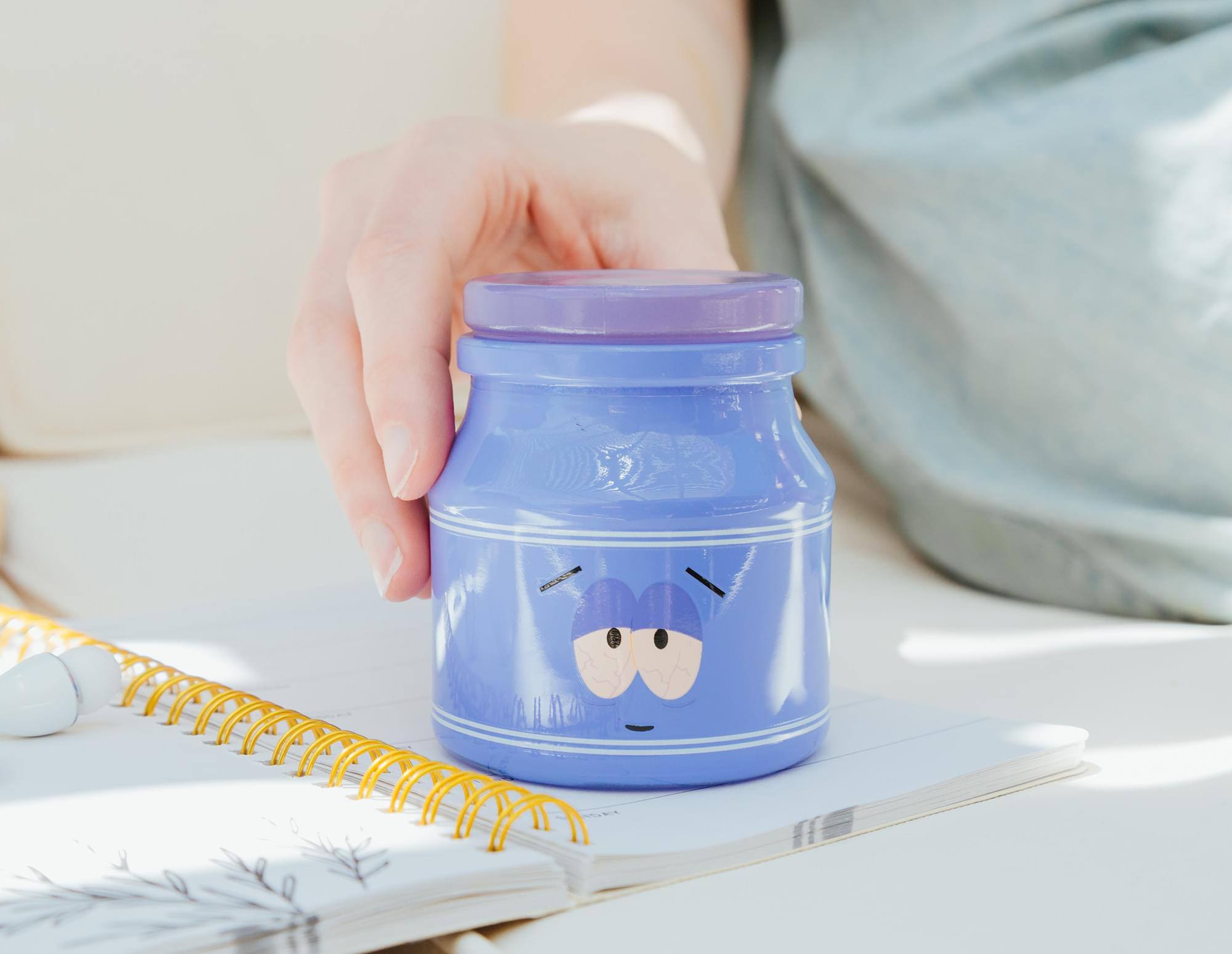 Alt View 5. Silver Buffalo - South Park Towelie "Wanna Get High?" Glass Storage Jar With Lid | Holds 5 Ounces - Purple.