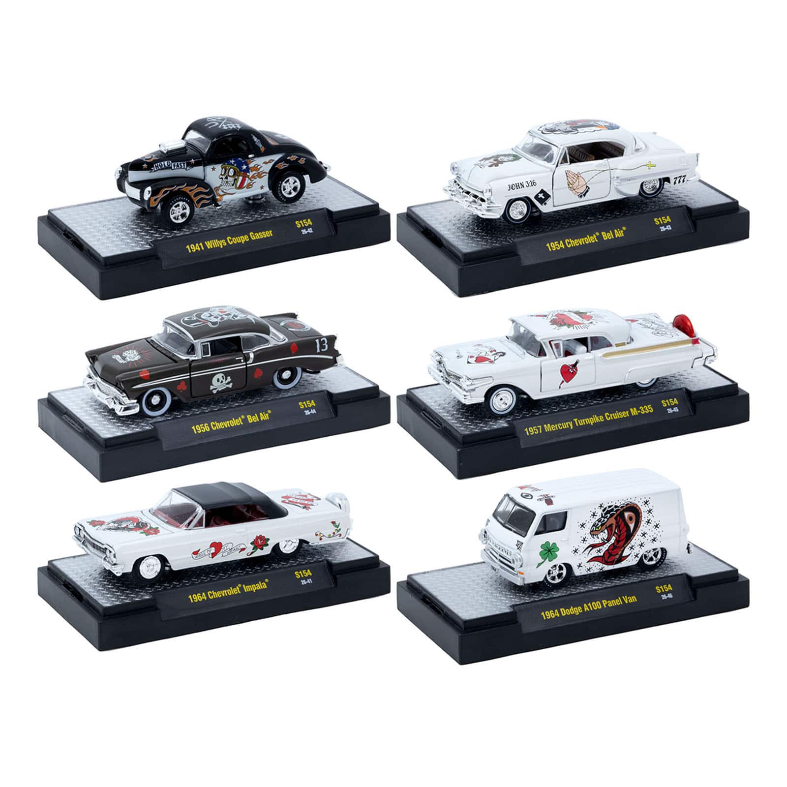 """Auto-Thentics"" 6 piece Set Release S154 IN DISPLAY CASES Limited Edition 1/64 Diecast Model Cars by M2 Machines" price history on PriceWatchPro