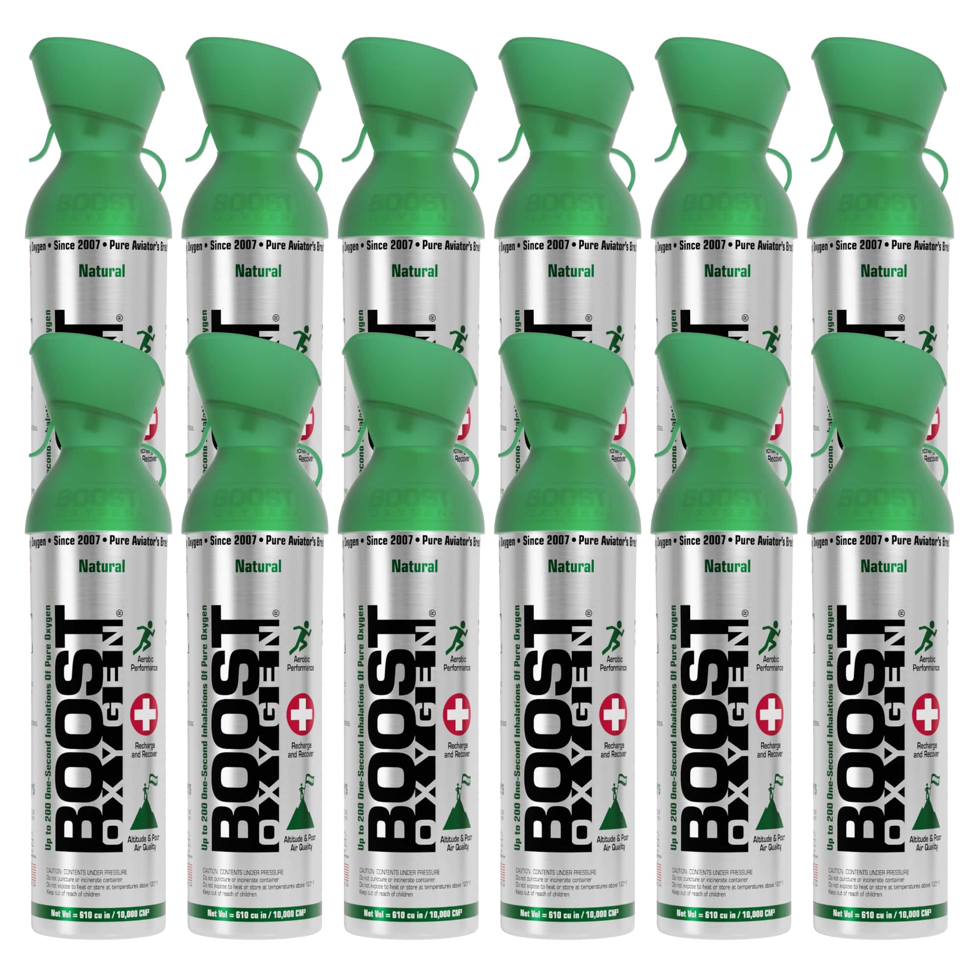 Boost Oxygen - 10 Liter Canned Oxygen Bottle with Mouthpiece, Natural (12 Pack) - Green price history on PriceWatchPro