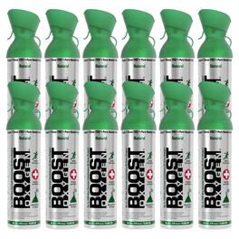 Boost Oxygen - 10 Liter Canned Oxygen Bottle with Mouthpiece, Natural (12 Pack) - Green