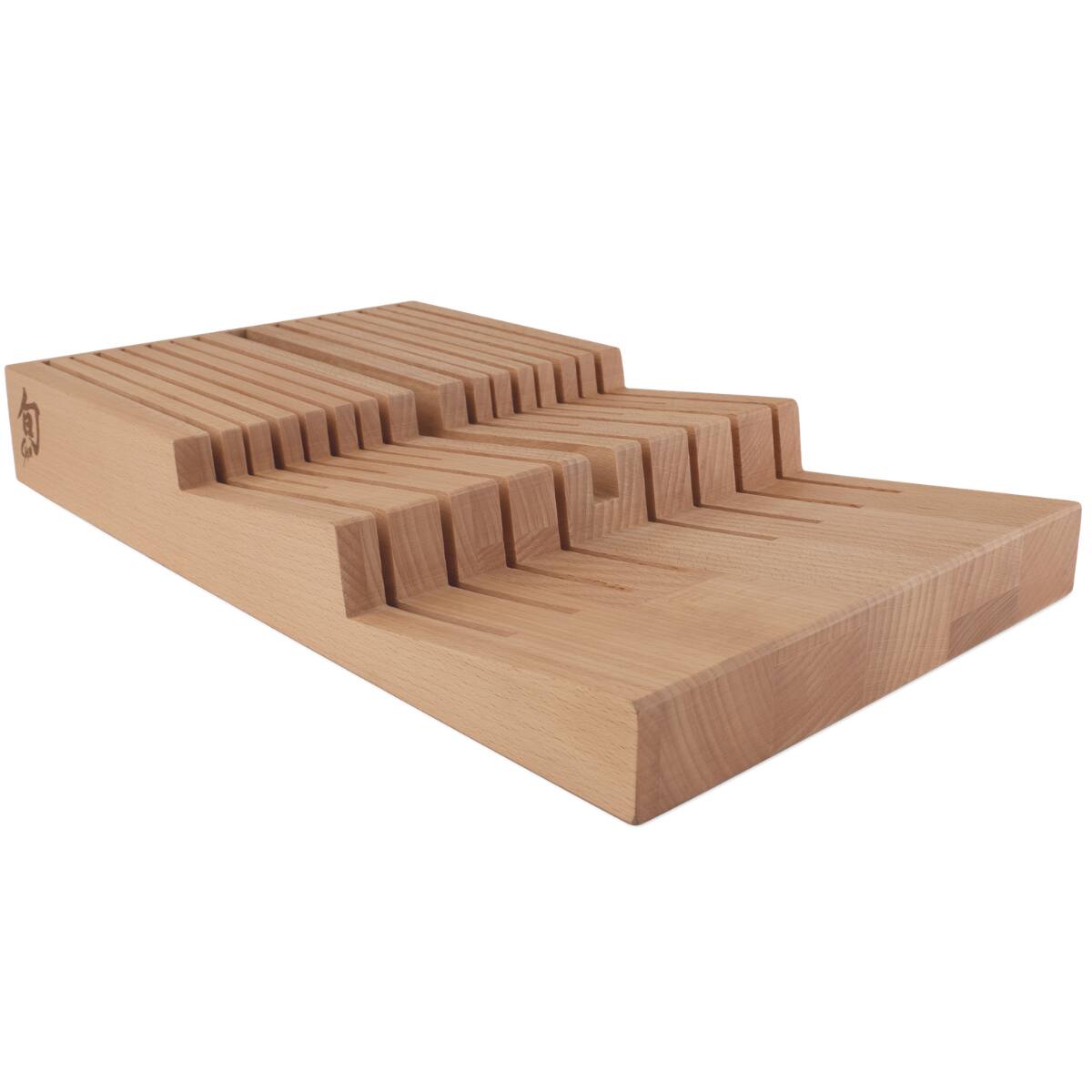 Front. Shun - 15 Slot In-Drawer Bamboo Knife Tray.