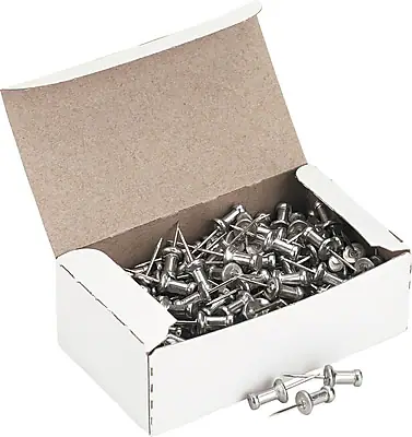 Front. Gem - Push Pins, Silver, 100/Box - Silver.