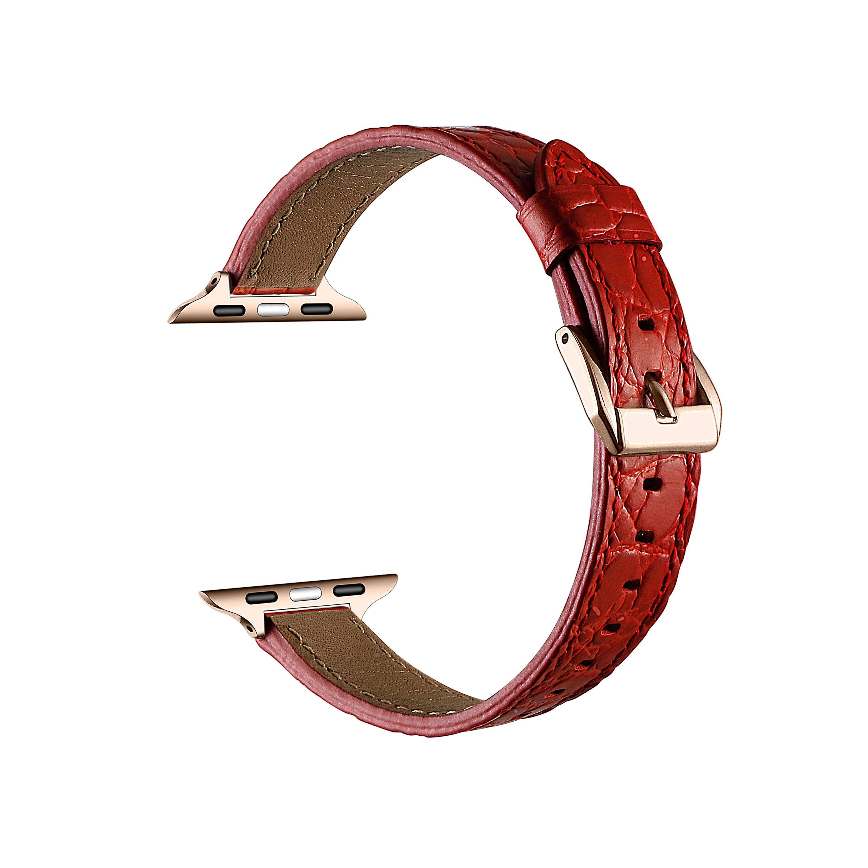 Angle. Posh Tech - Cleo Skinny Croc Leather Band for Apple Watch - Red.