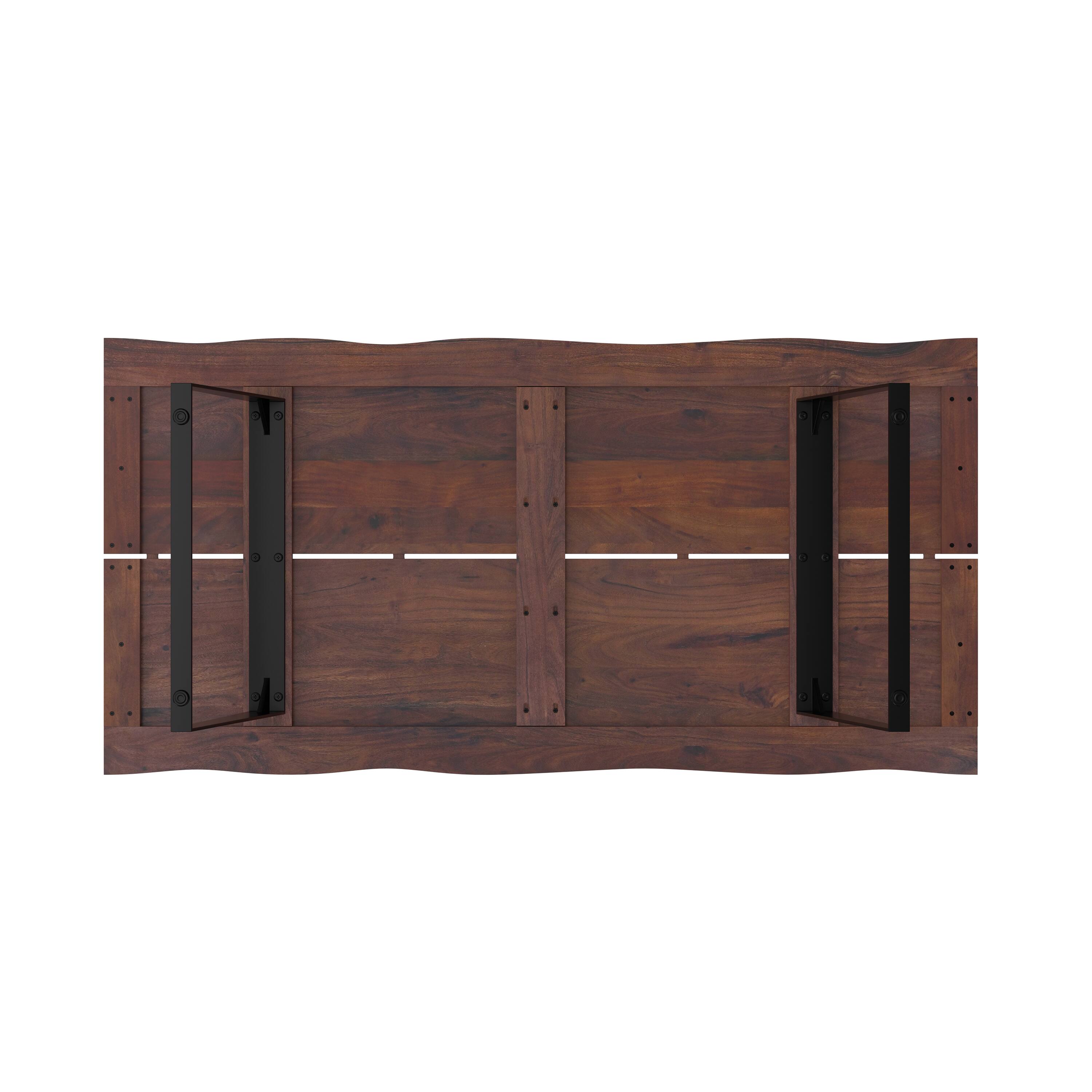 Alt View 2. Simpli Home - Delta 72 inch x 36 inch Rectangle Modern Industrial Dining Table in Dark Walnut - Dark Walnut.