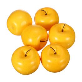 Unique Bargains - Artificial Apple 6pcs Realistic Fake Fruit Simulation Decor for Kitchen Table Photography Props - Yellow