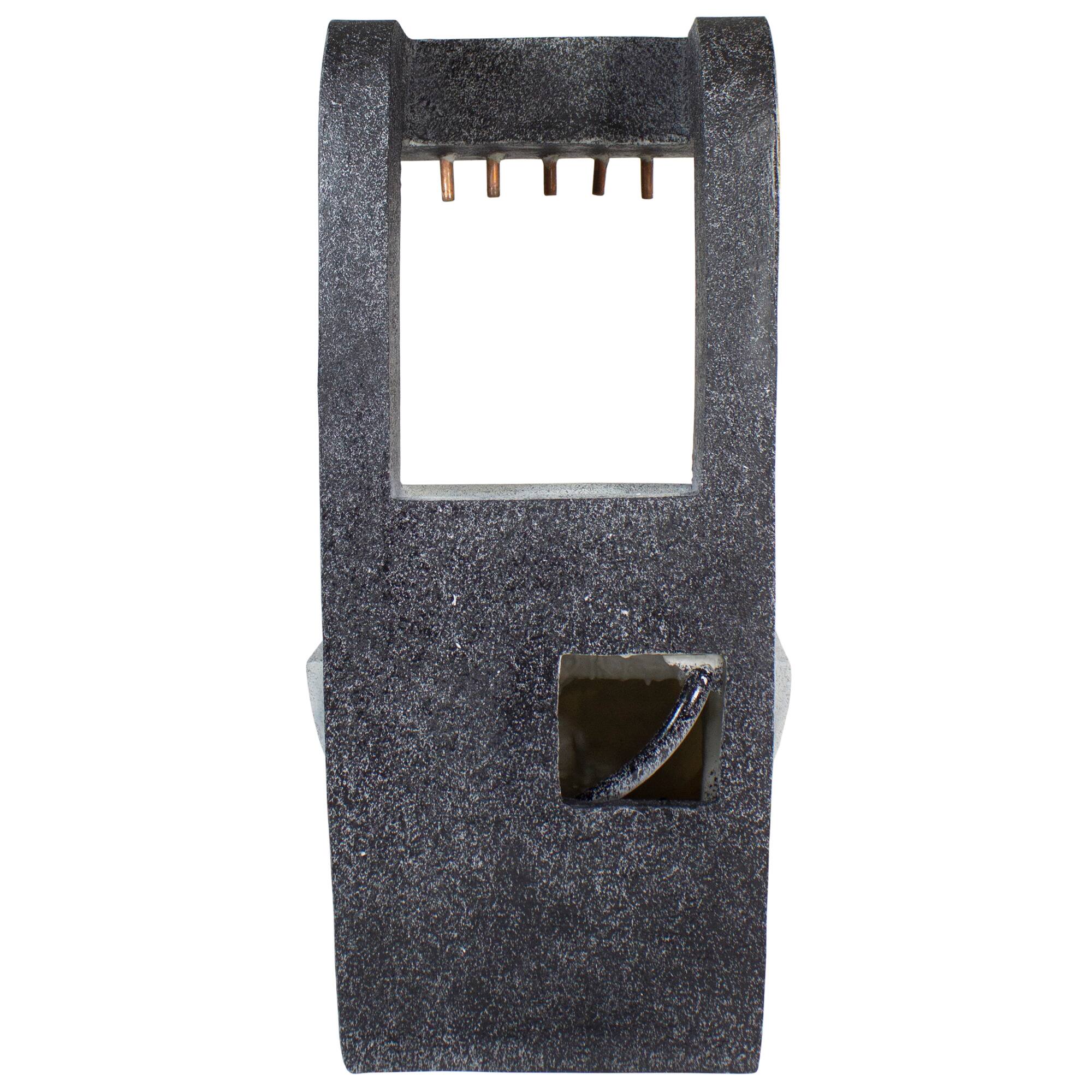 Alt View 5. Northlight - LED Lighted Rainfall Outdoor Water Fountain with Planter - 26" - Black.