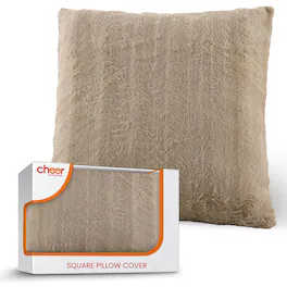 Cheer Collection - Faux Fur Throw Pillow Cover - Fluffy, Soft Pillow Case for Couch or Bed Accent Pillows - Sand