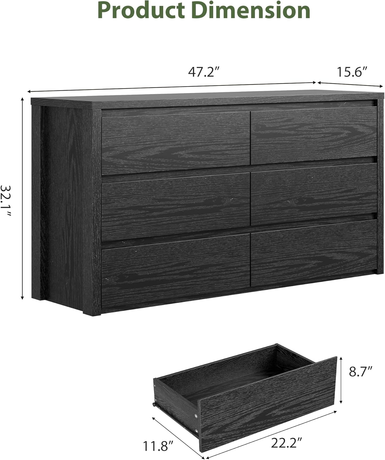 Product Dimension: 47.2" x 15.6" x 32.1" x 8.7" x 11.8" x 22.2"
