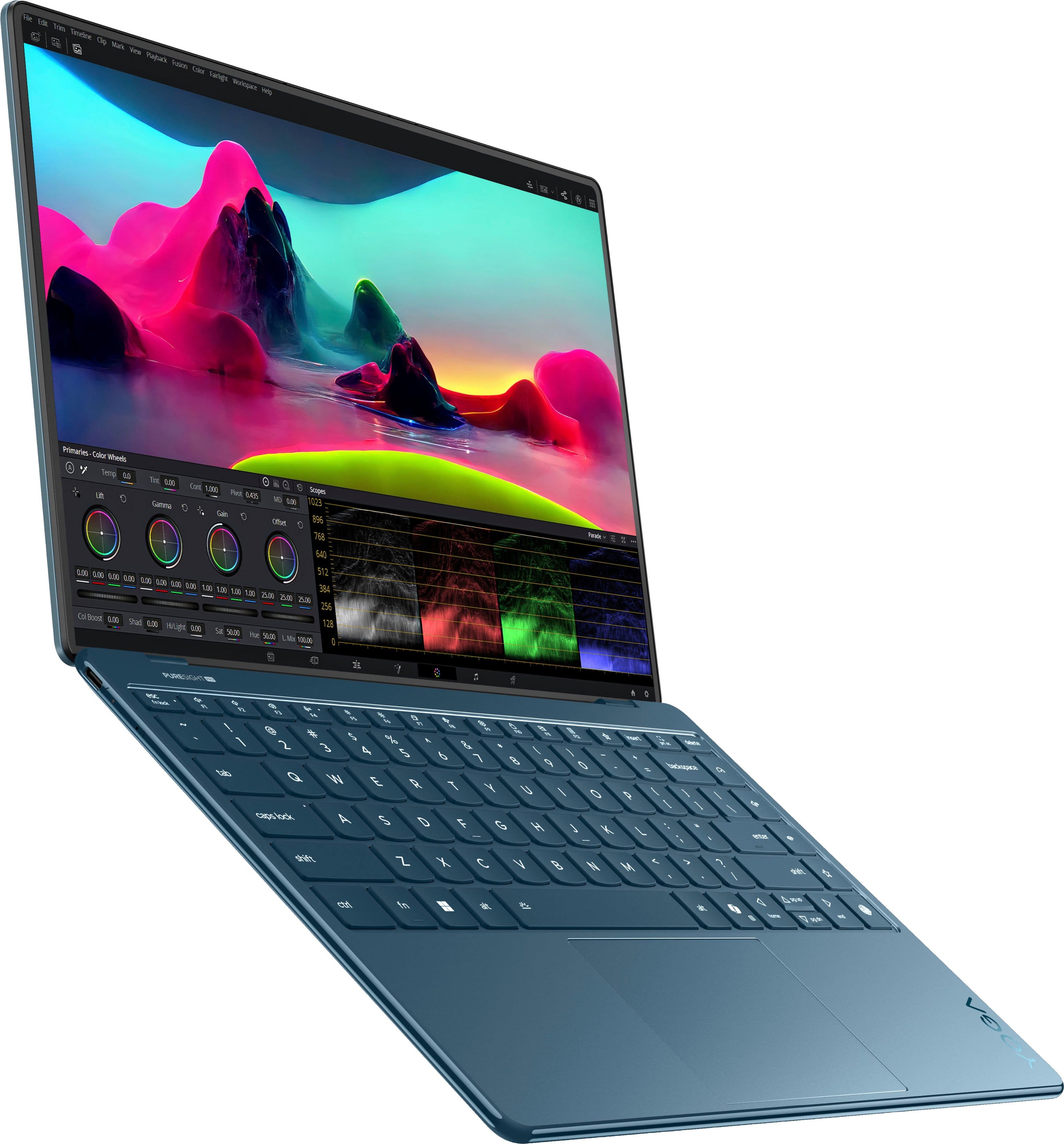 Alt View 20. Lenovo - Yoga Slim 9i - Copilot+ PC - 14" 4K 120Hz OLED Touchscreen Laptop - Intel Core Ultra 7 258V 2024 - 32GB RAM - 1TB SSD - Tidal Teal.