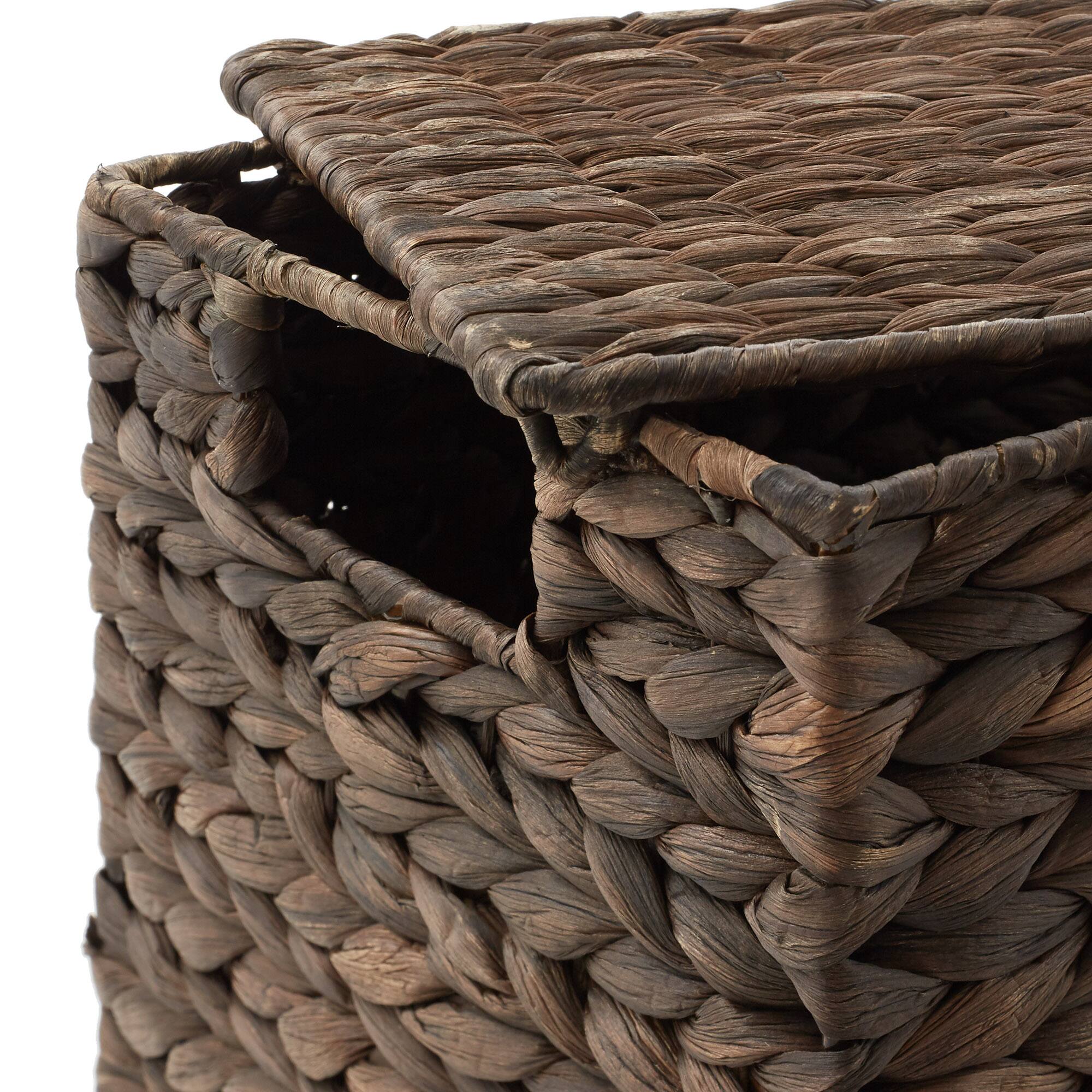 Alt View 4. Casafield - 3pc Hyacinth Storage Baskets with Lids - Small - Medium - Large Bins - Espresso - Hyacinth.